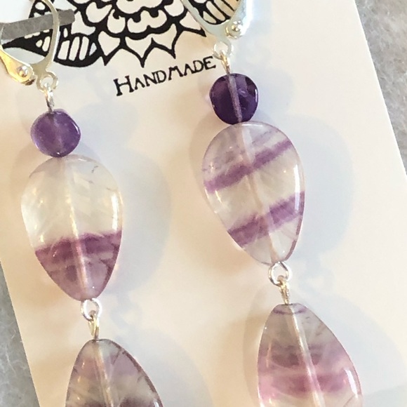 Fluorite & Amethyst Earrings - Picture 3 of 7